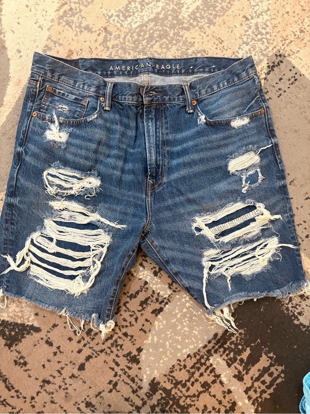 American Eagle Outfitters Distressed Blue Denim Jean Shorts